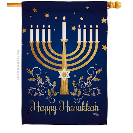 Angeleno Heritage H137324-BO 28 X 40 In. Happy Hanukkah House Flag With Winter Double-Sided Decorative Vertical Flags Decoration Banner Garden Yard Gi